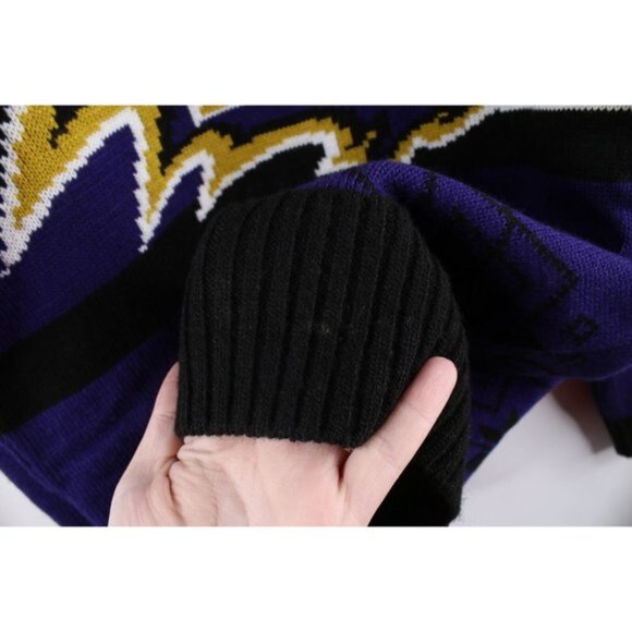 Streetwear Mens Large Snowflake Christmas Baltimore Ravens Football Knit Sweater - Picture 5 of 10